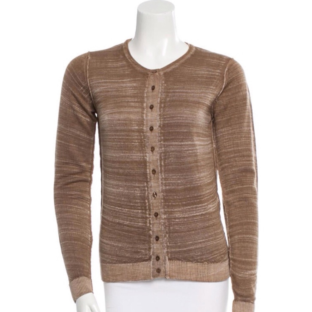D&G Brown Cardigan with Ribbed Texture and Fitted Silhouette